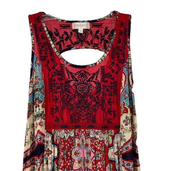 Altard State Bohemian Dress Red Paisley Embroidered Mini Swing Trapeze Size S - Picture 3 of 9